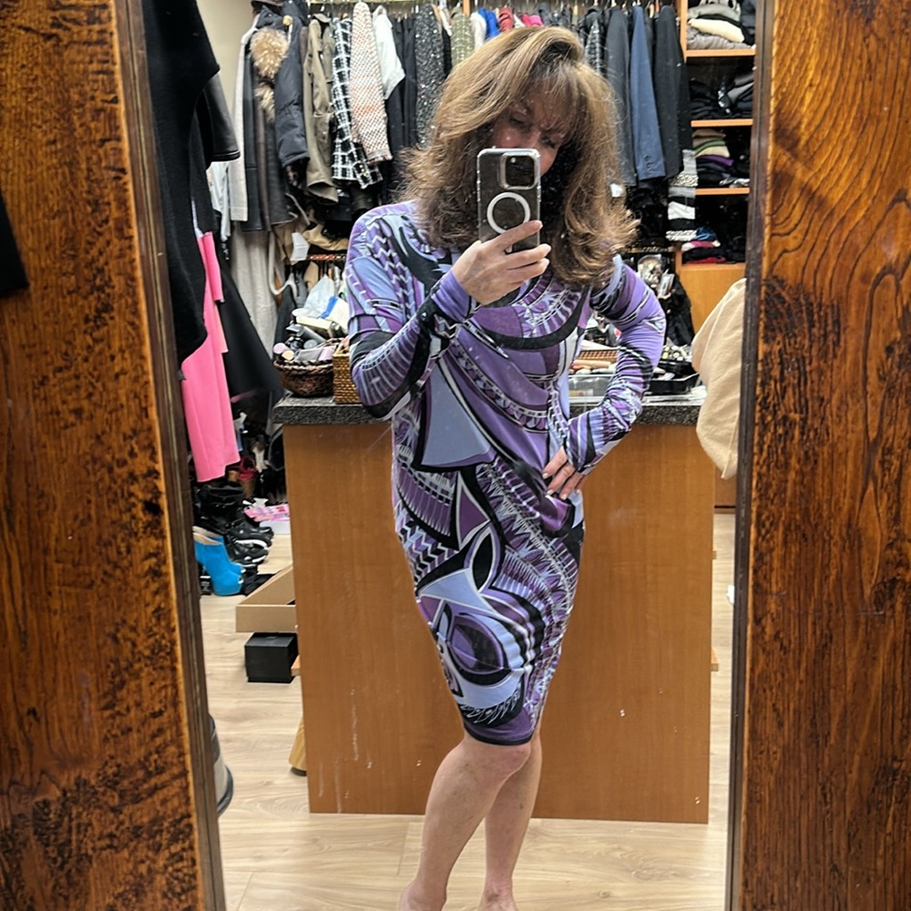 EMILIO PUCCI Purple and Black Patterned Women's Dress